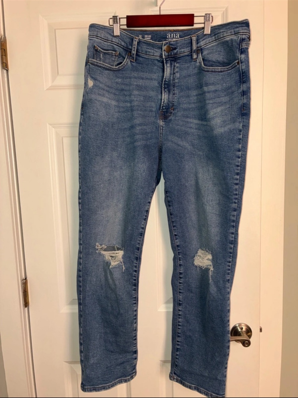 a.n.a Straight Leg Distressed Blue Jeans